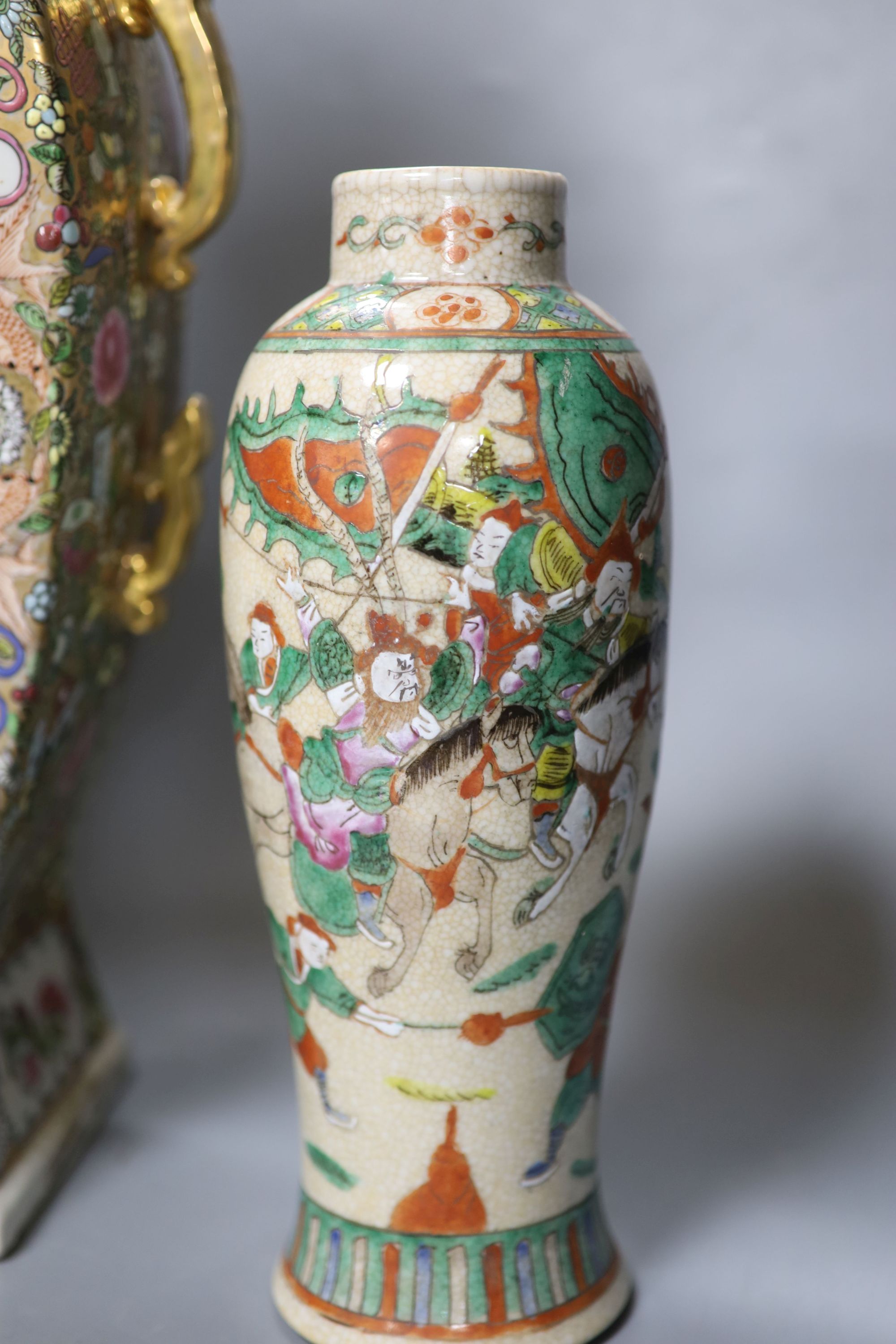 Two Chinese famille rose vases, tallest 60cm